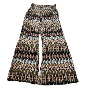 Peace & Pearls Womens Medium Wide Leg Ikat Print Smocked Waist Pants PLP0783S